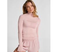 Pyjama HUNKEMÖLLER "super soft Turtleneck shirt with Cashmere", Damen, Gr. S, rosa, 85% Modal, 10% Kaschmirwolle, 5% Elasthan, Homewear-Sets Pyjama (22916349-S) rosa