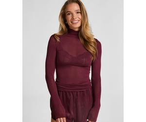 Pyjama HUNKEMÖLLER "super soft Turtleneck shirt with Cashmere", Damen, Gr. XL, lila, 85% Modal, 10% Kaschmirwolle, 5% Elasthan, Homewear-Sets Pyjama (69109716-XL) lila