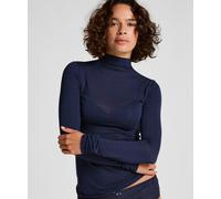 Pyjama HUNKEMÖLLER "super soft Turtleneck shirt with Cashmere", Damen, Gr. XS, blau, 85% Modal, 10% Kaschmirwolle, 5% Elasthan, Homewear-Sets Pyjama (84433835-XS) blau