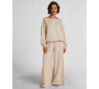 Pyjama HUNKEMÖLLER "Sweatpant Rory", Damen, Gr. L, beige, 50% Baumwolle, 50% Modal, Homewear-Sets Pyjama (86810410-L) beige