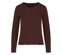 Pyjama HUNKEMÖLLER "Top Pointelle", Damen, Gr. S, braun, 48% Modal, 48% Baumwolle, 4% Elasthan, Homewear-Sets Pyjama (45886418-S) braun