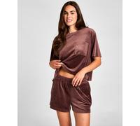 Pyjama HUNKEMÖLLER "Top Velours Pocket", Damen, Gr. S, braun, 95% Polyester, 5% Elasthan, Homewear-Sets Pyjama (82598141-S) braun