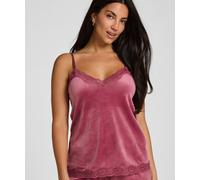 Pyjama HUNKEMÖLLER "Velours Lace Cami Top", Damen, Gr. S, rosa, 95% Polyester, 5% Elasthan, Homewear-Sets Pyjama (78916207-S) rosa