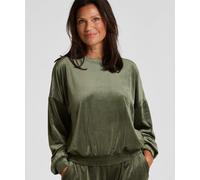 Pyjama HUNKEMÖLLER "Velours Top", Damen, Gr. M, grün, 95% Polyester, 5% Elasthan, Homewear-Sets Pyjama (64225046-M) grün