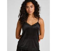 Pyjama HUNKEMÖLLER "Velvet lace cami", Damen, Gr. L, schwarz, 95% Polyester, 5% Elasthan, Homewear-Sets Pyjama (11651227-L) schwarz