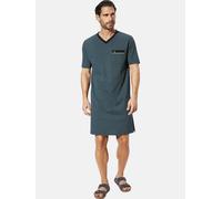 Pyjama JAN VANDERSTORM "Doppelpack Nachthemd HOIMAR", Herren, Gr. 3XL, blau (dunkelblau gemustert), Obermaterial: 100% Baumwolle CO., Homewear-Sets Pyjama (97696743-XXXL) dunkelblau gemustert