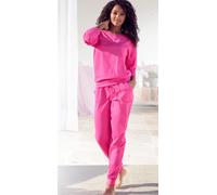 Pyjama KANGAROOS, Damen, Gr. 32/34, pink, Single Jersey, Obermaterial: 100% Baumwolle, bedruckt, Basic, bequem lang, Rundhals, Rippbündchen, Homewear-Sets Pyjama, mit Slogan-Frontdruck (83371407-32) p