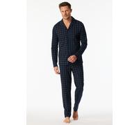 Pyjama lang Interlock nachtblau kariert - Fine Interlock 48