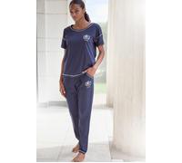 Pyjama LASCANA Gr. 32/34, blau (dunkelblau) Damen Homewear-Sets (25048654-32) dunkelblau