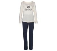 Pyjama LASCANA Gr. 44/46, blau (dunkelblau) Damen Homewear-Sets (42665260-44) dunkelblau