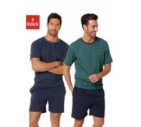 le jogger Pyjama, (2 tlg., 2 Stück), kurz im Streifendesign 48/50 blau Herren Pyjamas Nachtwäsche Herrenwäsche Pyjama 48/50 petrol