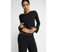 Pyjama LSCN BY LASCANA, Damen, Gr. 32/34, schwarz, Rippware, Obermaterial: 92% Viskose (LENZING™), 8% Elasthan, unifarben, tiefer Rundhals, eingesetzt, Homewear-Sets Pyjama (54768748-32) schwarz