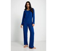 Pyjama LSCN BY LASCANA, Damen, Gr. 40/42, navy, Rippware, Obermaterial: 92% Viskose (LENZING™), 8% Elasthan, unifarben, tiefer Rundhals, eingesetzt, Homewear-Sets Pyjama (40225516-40) navy