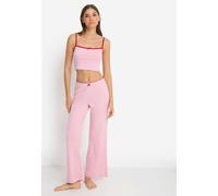 Pyjama LSCN BY LASCANA, Damen, Gr. 40/42, rosa, Jersey, Obermaterial: 100% Baumwolle, gerade hüftlang, ohne Ausschnitt, Homewear-Sets Pyjama, mit Kontrast-Häkelkanten (60523140-40) rosa