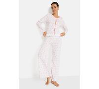 Pyjama LSCN BY LASCANA, Damen, Gr. 40/42, rosa (weiß, rosa, geblühmt), Jersey, Obermaterial: 100% Baumwolle, geblümt, slim fit hüftlang, Rundhals, eingesetzt Babylock, Homewear-Sets Pyjama, mit süßen