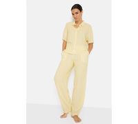 Pyjama LSCN BY LASCANA, Damen, Gr. 42, gelb, Web, Obermaterial: 100% Viskose, gestreift, unifarben, oversize hüftlang, abgesteppt, Homewear-Sets Pyjama, mit weiter Ballon-Hose (87763241-42) gelb