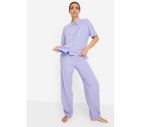 Pyjama LSCN BY LASCANA, Damen, Gr. 48, blau, Web, Obermaterial: 100% Viskose, gestreift, oversize hüftlang, abgesteppt, Homewear-Sets Pyjama, mit weiter Ballon-Hose (87635204-48) blau
