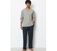 Marc O'Polo Men's Mix&Match Long Pyjama Pajama Set, Grey/Navy, Small