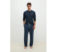 Pyjama MARC O'POLO "Mix & Match Cotton", Herren, Gr. XXL, blau (schwarz, flieder), Jersey, Obermaterial: 100% Baumwolle, bequem lang, Rundhals, Homewear-Sets Pyjama, aus Baumwoll-Jersey, mit geometris