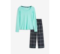 Pyjama mit Rippshirt und Flanellhose 56/58 (3XL)