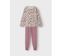 Pyjama NAME IT "NKFNIGHTSET NOSTALGIA FLOWER NOOS", Mädchen, Gr. 86 (92), rosa (nostalgia rose), Jersey, Obermaterial: 95% Baumwolle, 5% Elasthan, bedruckt, relaxed fit normal, Rundhals, abgesteppte K