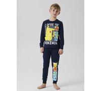 Pyjama NAME IT "NKMABEL POKEMON LS NIGHSET NOOS SKY", Jungen, Gr. 122/128, blau (navy blazer (blank)), Jersey, Obermaterial: 95% Baumwolle, 5% Elasthan, bedruckt, unifarben, Basic normal, Rundhals, Ri