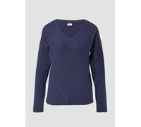 Pyjama-Oberteil mit V-Ausschnitt und Ripp-Struktur 40/42 blau 6010782.5732.40_42
