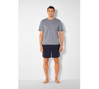 Pyjama S.OLIVER, Herren, Gr. 44/46 (S), blau (blau, meliert, navy), Jersey, Obermaterial: 95% Baumwolle, 5% Elasthan, meliert, Basic, bequem kurz, Rundhals, abgesteppte Kante, Homewear-Sets Pyjama, Sc