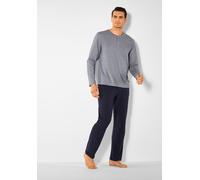 Pyjama S.OLIVER, Herren, Gr. 60/62 (XXL), blau (blau, meliert, navy), Jersey, Obermaterial: 95% Baumwolle, 5% Elasthan, meliert, Basic, bequem lang, Rundhals, abgesteppte Kante, Homewear-Sets Pyjama,