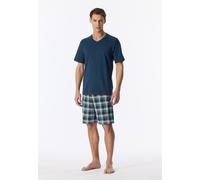 Pyjama SCHIESSER "Casual Essentials", Herren, Gr. 54, blau (860, tiefblau), Single Jersey, Obermaterial: 100% Baumwolle, Homewear-Sets Pyjama (45966464-54) 860, tiefblau