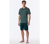 Pyjama SCHIESSER "Casual Nightwear", Herren, Gr. 52, grün (725, tiefseegrün), Single Jersey, Obermaterial: 100% Baumwolle, Homewear-Sets Pyjama (74693822-52) 725, tiefseegrün