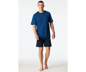 Pyjama SCHIESSER "Comfort Essentials", Herren, Gr. 52, 800, blau, Single Jersey, Obermaterial: 100% Baumwolle, bequem kurz, Rundhals, Homewear-Sets Pyjama, mit aufgesetzter Brusttasche (14765248-52) 8