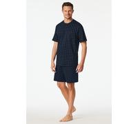 Pyjama SCHIESSER "Comfort Essentials", Herren, Gr. 54, blau (803, blau), Single Jersey, Obermaterial: 100% Baumwolle, bequem kurz, Rundhals, Homewear-Sets Pyjama, mit aufgesetzter Brusttasche (5436706