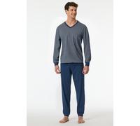 Schiesser Herren Schlafanzug lang mit Bündchen-Nightwear Set Pyjamaset, blau_182194, 64