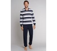 SCHIESSER Herren Pyjama weiß / dunkelblau / grau, Größe 48, 3696282 Weiß / Dunkelblau / Grau M