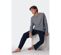 Pyjama SCHIESSER "selected premium inspiration", Herren, Gr. 98, blau (800, blau), Single Jersey, Obermaterial: 100% Baumwolle, comfort fit lang, Rundhals, abgesteppte Kante, Homewear-Sets Pyjama, mit