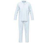 Pyjama SEIDENSTICKER "Herren Pyjama Set lang", Herren, Gr. 50, weiß (zen blau), Obermaterial: 100% Baumwolle CO., Homewear-Sets Pyjama (62537312-50) zen blau