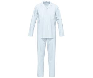 Pyjama SEIDENSTICKER "Herren Pyjama Set lang", Herren, Gr. 54, weiß (zen blau), Obermaterial: 100% Baumwolle CO., Homewear-Sets Pyjama (62537312-54) zen blau