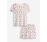 Pyjama Set aus Shirt und Shorts - Allover-Muster - weiß 110/116