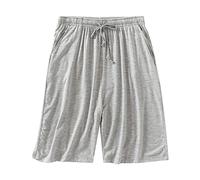 Pyjama-Shorts für Herren, leicht, dünn, atmungsaktiv, Schlafanzug, kurz, Loungewear, Sommer, 12,7 cm, Strand-Shorts mit Kordelzug, lässig, halbe Hose, elastischer Bund, Größe XL - 8XL, grau, XXXL