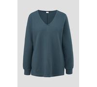Sweatshirt S.OLIVER "-Langarmshirt mit V-Ausschnitt" Gr. 36/38, blau (petrol) Damen Sweatshirts (34660257-36) petrol