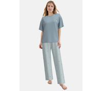 Pyjama TOM TAILOR, Damen, Gr. 40, blau, mittel, streifen, Single Jersey, Obermaterial: 95% Baumwolle, 5% Elasthan, bequem, Rundhals, Homewear-Sets Pyjama, atmungsaktiv, Viskosemix (57190837-40) blau,