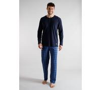 Pyjama TOM TAILOR, Herren, Gr. 48, blau, mittel, karo, Single Jersey, Obermaterial: 100% Baumwolle, Homewear-Sets Pyjama (14956566-48) blau, mittel, karo