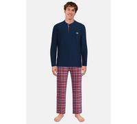 Pyjama TOM TAILOR, Herren, Gr. 48, Flanell,Single Jersey, blau (rot, mittel, karo), Flanell;Single Jersey, Obermaterial: 100% Baumwolle, Homewear-Sets Pyjama (91478710-48) rot, mittel, karo