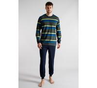 Pyjama TOM TAILOR, Herren, Gr. 50, blau (grün, dunkel, ringel), Single Jersey, Obermaterial: 100% Baumwolle, Homewear-Sets Pyjama (38512353-50) grün, dunkel, ringel
