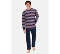 Pyjama TOM TAILOR, Herren, Gr. 54, blau (rot, mittel, ringel), Single Jersey, Obermaterial: 100% Baumwolle, Homewear-Sets Pyjama (32544714-54) rot, mittel, ringel
