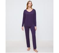 Pyjama TRIUMPH "Timeless Sensuality PK LSL", Damen, Gr. 36, royal lila, Single Jersey, Obermaterial: 94% Modal, 6% Elasthan, normal normal, V-Ausschnitt, Homewear-Sets Pyjama, atumgsaktiv und weich (5