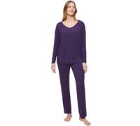 Pyjama TRIUMPH "Timeless Sensuality PK LSL", Damen, Gr. 40, lila (royal lila), Single Jersey, Obermaterial: 94% Modal, 6% Elasthan, normal normal, V-Ausschnitt, Homewear-Sets Pyjama, atumgsaktiv und w
