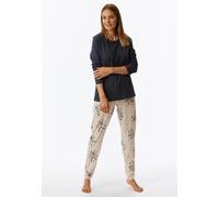 Uncover by Schiesser Damen Schlafanzug Set Shirt Langarm mit Langer Schlafhose - Nachtwäsche