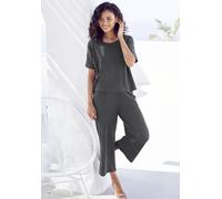 Pyjama VIVANCE DREAMS, Damen, Gr. 32/34, grau (dunkelgrau), Rippware, Obermaterial: 63% Polyester, 33% Viskose, 4% Elasthan, Basic, 7/8-Länge, Homewear-Sets Pyjama, in weicher Ripp-Qualität (51656352-